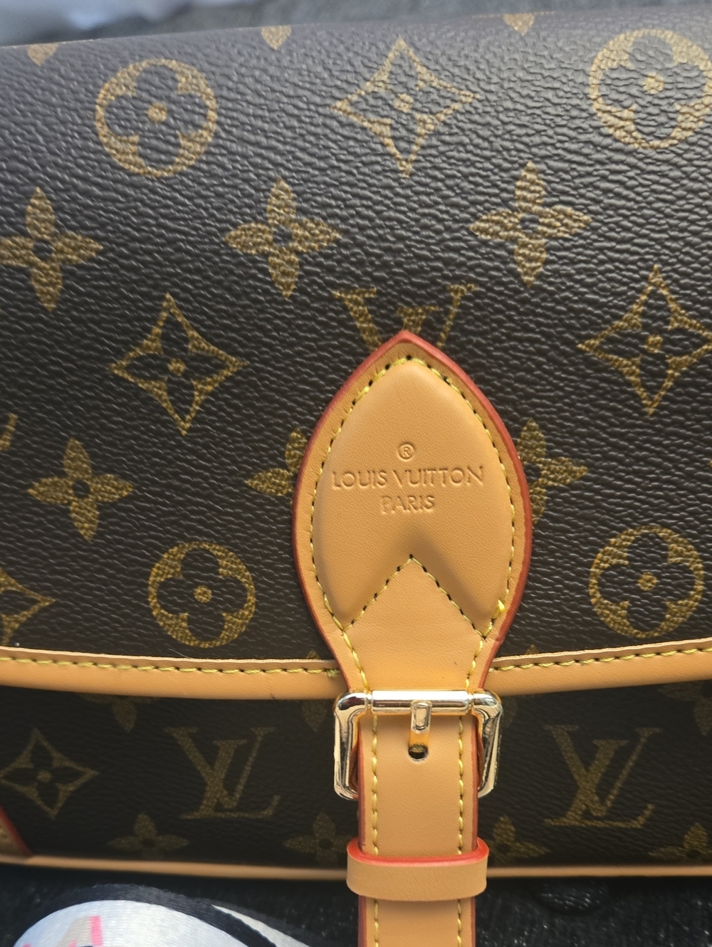 Inspired Fashion  Brown Monogram Canvas Shoulder Bag with Tan Trim Crossbody - Picture 3 of 5